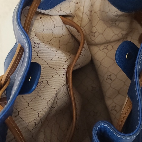 PIKOLINOS Blue and White Genuine Leather Shoulder Bucket Bag - Picture 11 of 16